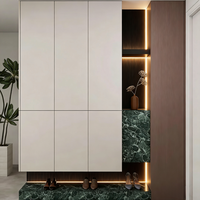 Meuble à chaussures personnalisé avec motif sur le panneau arrière, conçu par une équipe de designers professionnels offrant une mise en page 3D gratuite et une optimisation de l'espace