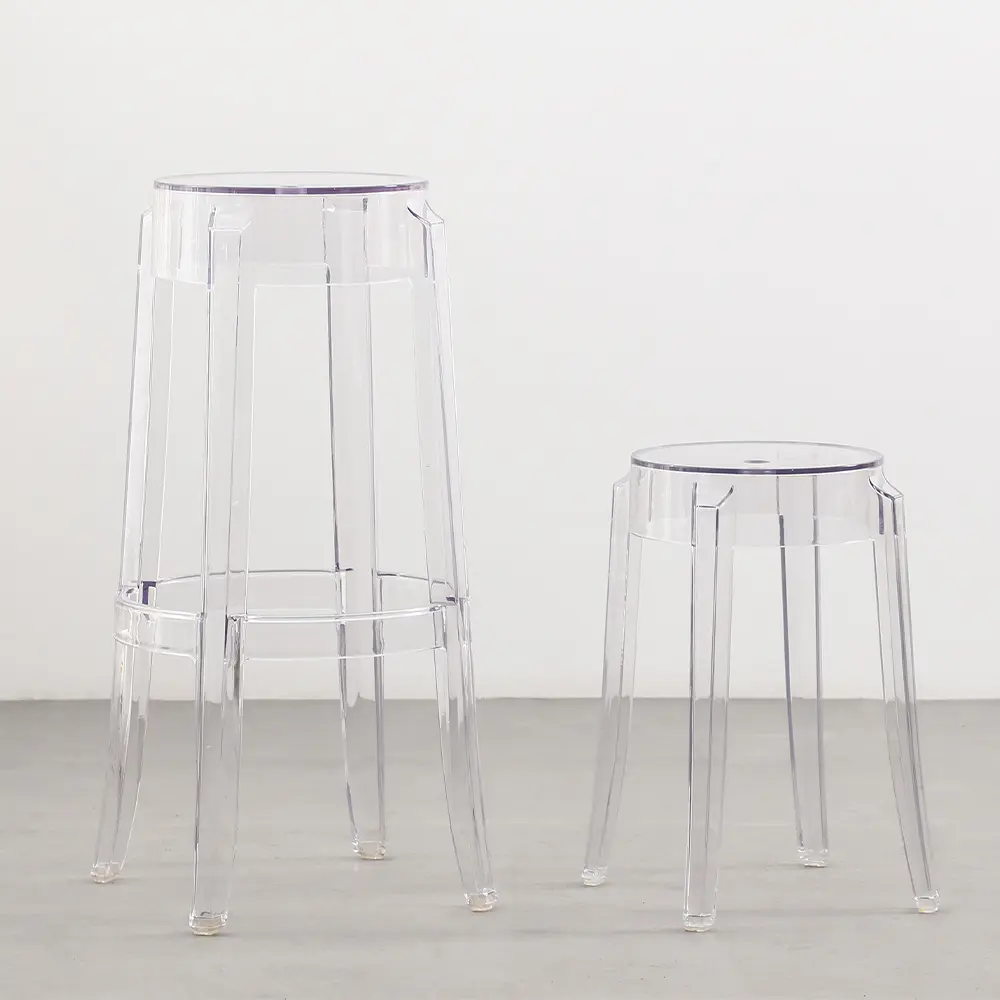 Modern Plastic Polycarbonate Stackable Crystal Acrylic Resin High Clear Ghost Barstool Transparent Bar Stool