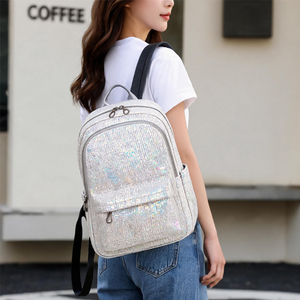 Custom Logo Fashion Holographic Iridescent Pu Leather Women's <b>Backpack</b> Waterproof Lightweight <b>Ladies</b> Daily Daypack <b>Backpack</b> - Product Image 6