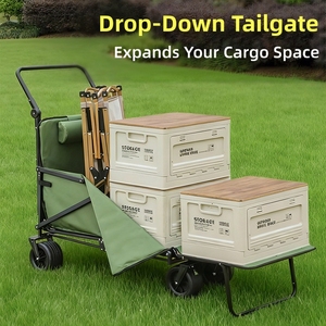 <span class=keywords><strong>Remorque</strong></span> <span class=keywords><strong>de</strong></span> camping <span class=keywords><strong>pliable</strong></span> légère et inclinable en métal avec roues pivotantes pour le camping en plein air, la <span class=keywords><strong>plage</strong></span> et les pique-niques - Product Image 5