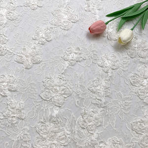 Tissu de luxe en dentelle brodée florale 3D en tissu éponge avec sequins et maille transparente pour robe de mariée, Aso Ebi, robe de soirée pour <span class=keywords><strong>femme</strong></span> - Product Image 1