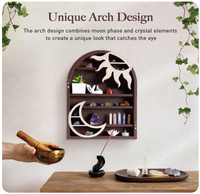 Meilleures ventes : Présentoir en bois en forme de croissant de lune pour cristaux et pierres, à fixation murale ou sur table