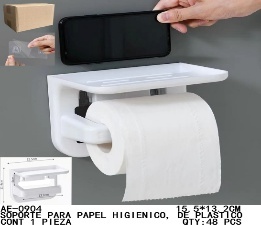 Portarotolo in Plastica con Base Porta Telefono 15.5x13 cm, Design Minimalista, Facile da Installare, Accessorio per Bagno - Product Image 3