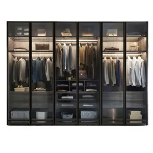 2023 Amoires modernos por encargo blanco en forma de L teca arbolado clásico Simple MDF último gabinete sala de estar dormitorio armarios diseño