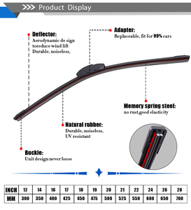 Limpiaparabrisas de 6 tiras de goma de diseño único del fabricante, limpiaparabrisas silencioso de 12-28 pulgadas para coche apto para todas las estaciones - Product Image 3