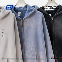 Fabricant Vente en gros Hommes Vintage Monkey Wash Sweat à capuche zippé Stonewashed Street Wear Oversize Sweat à capuche zippé