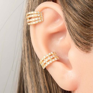 HENGSEN Nuovo Arrivo <span class=keywords><strong>Orecchino</strong></span> a Clip Regolabile in Oro e Argento con Zirconi CZ, Gioiello Non Forante per Conchiglia, <span class=keywords><strong>Trago</strong></span>, Elica - Product Image 5