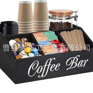 Caja de almacenamiento de cápsulas de café de madera con compartimentos para organizador de escritorio de barra de café, gran capacidad - Product Image 3