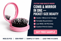 Miroir de maquillage portable rond imprimé moderne avec logo personnalisable, outils de beauté promotionnels