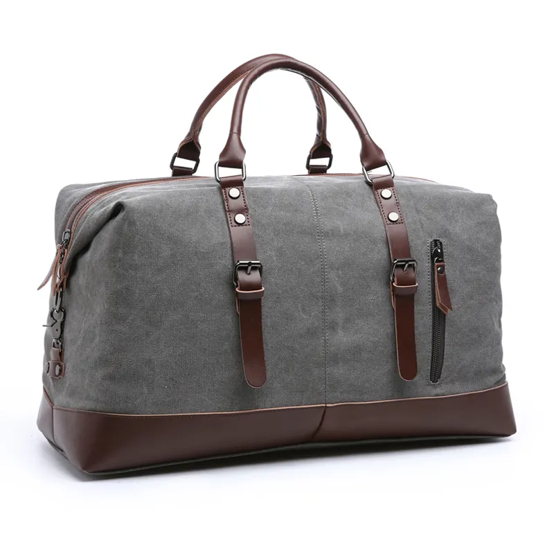 Gros Logo Personnalisé Vintage Designer En Cuir Grand Sport Toile Duffel Sac De Voyage Pour Hommes