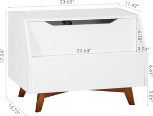 Banc de rangement pour enfants en bois blanc moderne <span class=keywords><strong>avec</strong></span> fente pour livres. <span class=keywords><strong>Coffre</strong></span> multifonctionnel idéal pour ranger les jouets et les articles quotidiens des enfants - Product Image 4