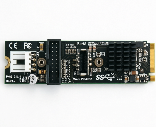 Fervit 5Gbps Type-E USB 3.1 Front Panel Socket USB 2.0 to NVME NGFF M-Key Express Card VL805 Adapter for Motherboard