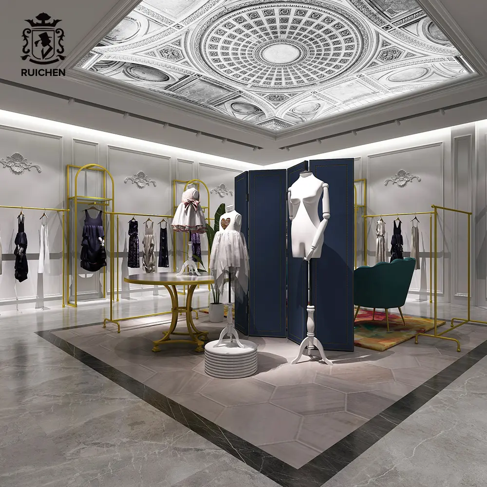 Retail Store Decoration Showcase Furniture Custom Interior Design Display Ideals Garment Clothing Rack for Shop