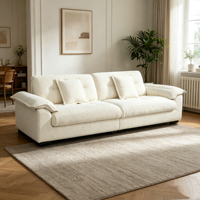 Ensemble de canapés carrés en chenille moelleuse, garnissage en éponge, design moderne, texture douce, confort apaisant et sensation de chaleur, détente quotidienne à la maison
