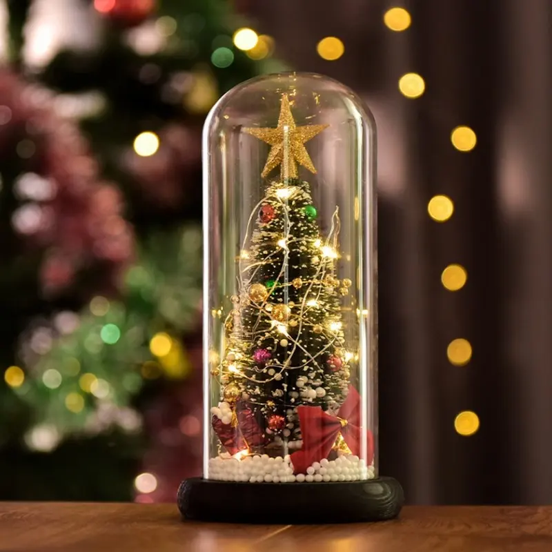 Luz de led para decoração de árvore de natal, vidro transparente para decoração de casa
