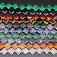 Perles de pierres précieuses en forme de trèfle naturel facettes Quartz Rose Agate feuille ascenseur perles de pierre de fleur pour la fabrication de bijoux à bricoler soi-même