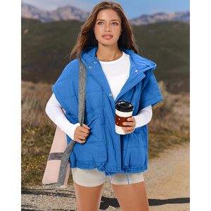 FOXA Gilet matelassé oversize pour femme, à capuche, sans manches, isolé, avec poches, pour l'hiver, décontracté, à superposer - Product Image 3