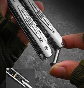 Mango plegable de acero inoxidable, cuchillo de mariposa <span class=keywords><strong>Balisong</strong></span> personalizado, herramienta de entrenamiento, accesorio, proveedor de entrenamiento de práctica - Product Image 4
