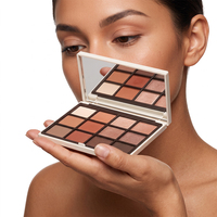 Palette de fards à paupières vide blanc mat avec miroir, 12 compartiments carrés pour poudre, matériau AB, logo/design graphique personnalisé, cosmétique marque privée