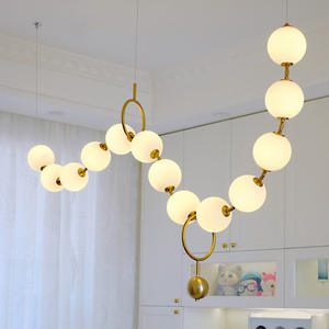 <span class=keywords><strong>Lampadario</strong></span> a sospensione in ferro con perle francesi, design nordico, a sfera rotonda, a LED, tipo a filo, per soggiorno, ristorante, bar - Product Image 1