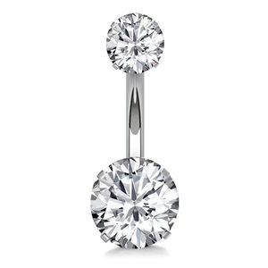 Anneau de nombril double tête en acier inoxydable, forme cœur, serti de diamants, bijoux de piercing tendance pour femme - Product Image 3