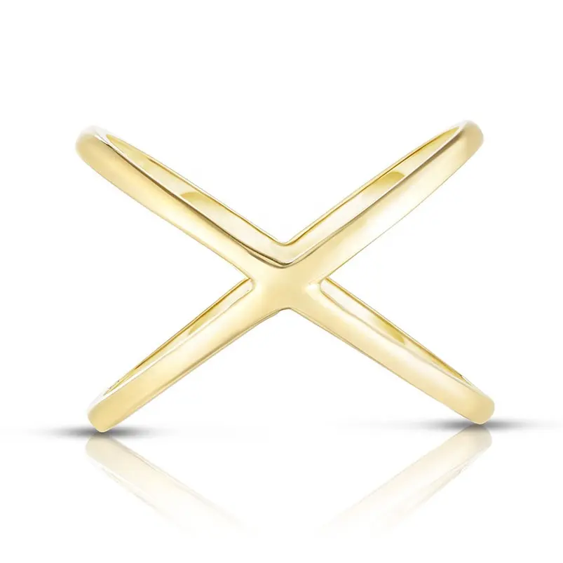 Gemnel classic design fashion X cross 18k gold vermeil turkish silver ring men jewelry
