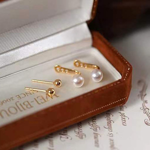 S925 Silver DIY Pearl Accessories Female Earnail with 6-9mm Round Beads and <b>Empty</b> Stand Dual Purpose Earrings 21456 - Product Image 3