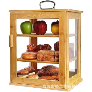 Boîte à pain en bambou avec fenêtre transparente, armoire de rangement alimentaire multifonctionnelle en bois pour la cuisine - Product Image 5