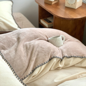 Parure de lit AB en coton polaire avec housse de couette et drap plat, couleur unie, 200 fils/cm², 4 pièces, textile de maison - Product Image 5