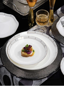 Services de table de luxe en porcelaine fine, motifs paysagers, compatibles lave-vaisselle, légers, durabilité longue durée, personnalisables (style campagnard) - Product Image 6
