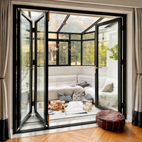 Portail de jardin pliant en aluminium thermolaqué avec panneaux en verre pour patio, cour, entrée de villa et projets extérieurs personnalisés