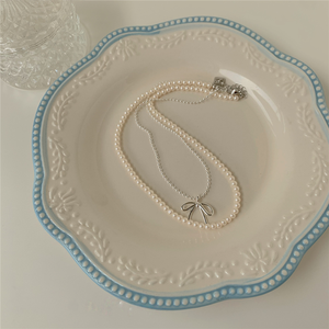 Productos de Alta Calidad, Joyería Exquisita y Moderna, Collares con Colgante de Lazo de Perlas de Doble Capa, Joyería Elegante para Damas y Mujeres - Product Image 3