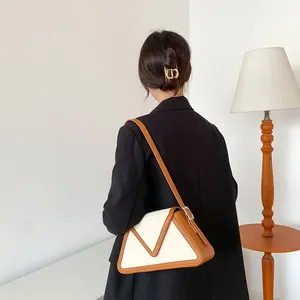 디자이너 여성 어깨 스트랩 가방 숙녀 패션 바느질 Pu 가죽 핸드백 간단한 한국어 가죽 어깨 가방