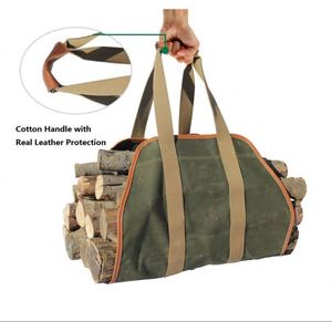 Free Sample Fireplace Carrier Waxed Firewood <b>Canvas</b> Log Carrier Tote Bag Outdoor Log Tote <b>Wood</b> Carrying Bag with Handles - Product Image 3
