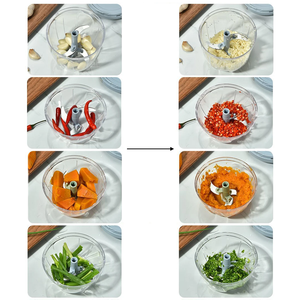 Picadora de Carne Manual de 900 ml, Procesador de Alimentos Manual, Picadora de Ajo Giratoria, Trituradora de Cebolla, Licuadora, Cortadora de Verduras, Mezcladora - Product Image 6