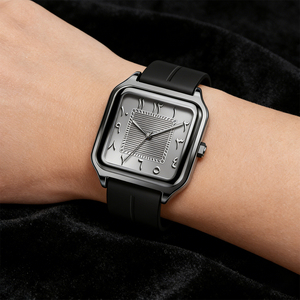 Montre-bracelet personnalisée pour homme, chiffres arabes, noir et blanc, alliage SABR, quartz, boucle magnétique, bracelet en silicone, boîte en cuir - Product Image 1