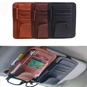 Bolso de almacenamiento de visera de coche, Cartera de cuero PU, bolso para tarjetas, portalápices, soporte para marco de gafas, almacenamiento, organizador de camiones - Product Image 1