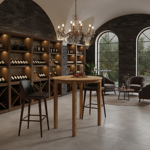 Round Solid Wood Modern Luxury 2023 Bar <b>Stool</b> for Wine Cellar & Exterior Use <b>Dining</b> & Living Room Furniture - Product Image 3