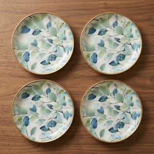 Sous-verre artisanal à motif de feuilles avec imprimé botanique bleu-vert pour une décoration élégante de la maison et de la table à manger - Product Image 3