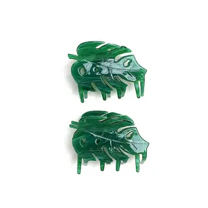 CANYUAN High Quality Unique Design Tortoise-back Bamboo Shape Acetate Claw Green Leaves Lady Acetate Hair Claw Clip Custom