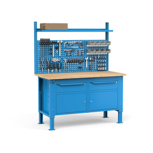 Fami WORK1538 établi réglable 150cm, plateau en bois, 2 tiroirs, 2 armoires et mur perforé - Product Image 4