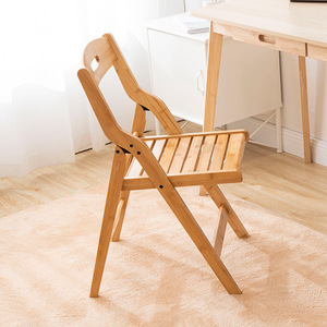Chaise pliante en bambou 49x44x77cm, design minimaliste, chaise de salon avec dossier, pieds en bois portables - Product Image 3