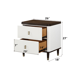 Carena White And Brown Nightstand With Usb Ports Modern Bedroom Storage <b>Drawer</b> Cabinet - Product Image 2