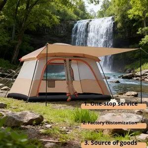 Neues Vier-Jahreszeiten-Doppelschicht-Einzelschlafzimmer-Outdoor-Familien-Campingzelt mit zwei Türen, Foyer, wasserdicht, Sonnenschutz, Stahlrahmen, groß - Product Image 2