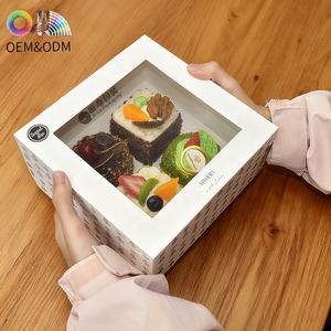 Custom FSC torta bianca con coperchio in PVC per finestra, laminazione opaca e stampa CMYK per ciambelle Brownie confezione per Dessert - Product Image 2