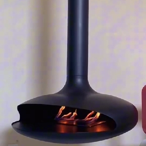 Cheminée suspendue au bio-éthanol Hôtel <span class=keywords><strong>Alcool</strong></span> Intérieur Salon Poêle suspendu noir mat Fixation murale Véritable Feu Ethanol Carburant - Product Image 2