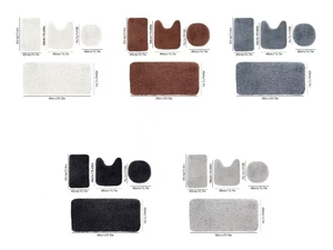 סט אמבטיה 4 חלקים בצבע אחיד, שטיח אמבטיה נגד החלקה מפוליאסטר קטיפתי, שטיח אמבטיה מפרוות משי, סיטונאי מפעל, מודרני, לרצפה, מלון, בית - Product Image 4