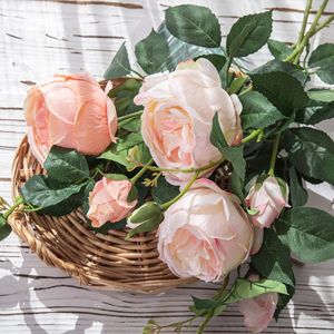 ช่อดอกกุหลาบประดิษฐ์ CallaFloral สีขาวนม ผ้าทอแบบแพน สำหรับตกแต่งงานแต่งงาน กันน้ำ - Product Image 1