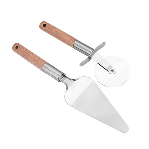 Juego de Cortador y Espátula para Pizza con Mango de Madera, Cortador de Pizza de Acero Inoxidable Premium y Herramienta para Servir para Hornear - Product Image 6
