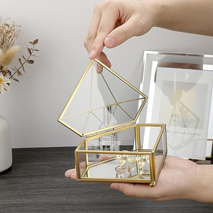 Коробка для украшений в форме бриллиантов, декоративная коробка из прозрачного стекла, маленький металлический футляр для украшений, коробка-органайзер для девочек, женщин - Product Image 6